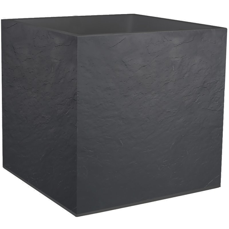 EDA bac à plantes VOLCANIA, plastique aspect calcaire, 495×495×495 mm, anthracite
